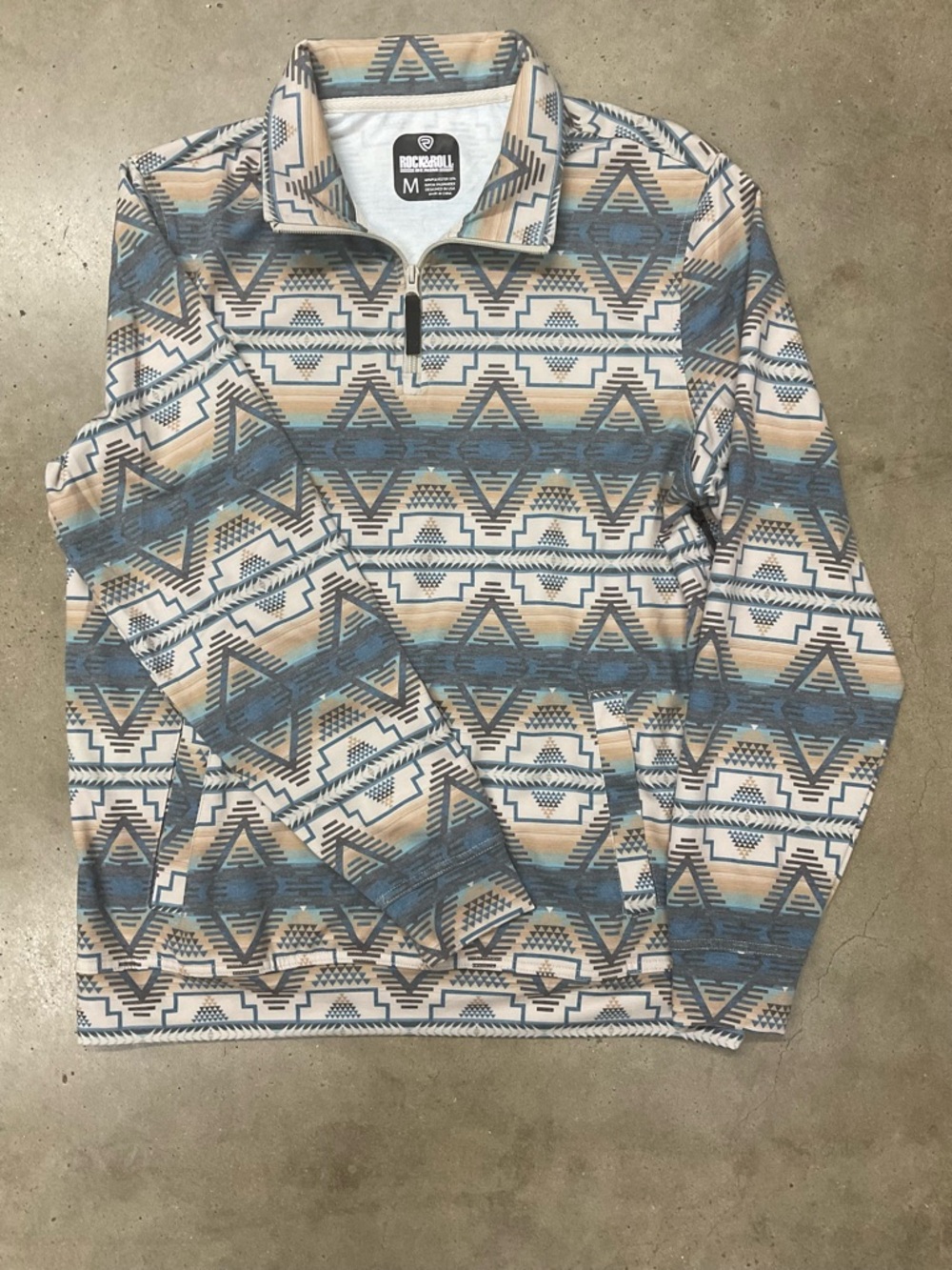 Rock & Republic Aztec Pullover - Blue, Tan & Cream